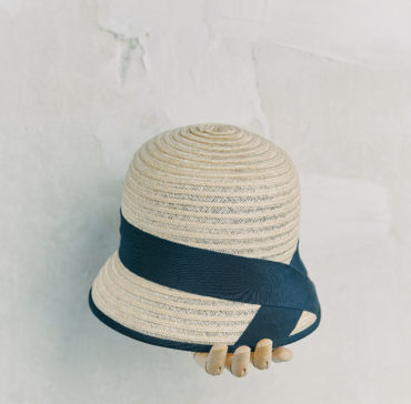 CHAPEAU CLOCHE - Naturelle bordé ruban Blue Marine