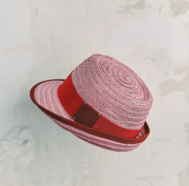 CHAPEAU TRILBY ENFANT - Rose bordé ruban Rouge Cramoisi