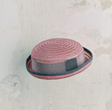 CHAPEAU ENFANT - Rose bordé ruban Gris